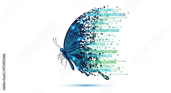 Fototapeta Digital butterfly technology concept vector illustration for innovation and transformation design