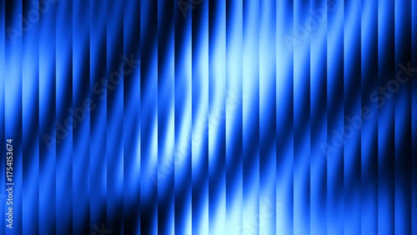 Fototapeta Vibrant neon glass refraction background with glowing blue light effect and smooth vertical ribbed motion blur.
