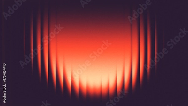 Fototapeta Vibrant neon glass refraction background with glowing orange and purple light effect and a smooth vertical lens backdrop.