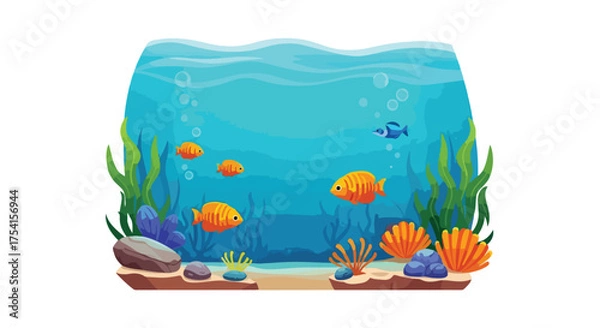 Obraz Vibrant underwater ecosystem teeming with marine life and flourishing aquatic plants, showcasing a serene and colorful aquatic environment