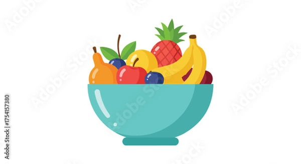 Obraz Vibrant fruit medley in a stylish turquoise bowl creating a fresh and healthy design element for any kind of background vector graphics with a