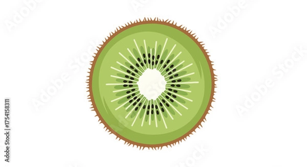 Obraz Vibrant kiwi fruit slice illustration with intricate seed and pulp details offering a fresh and juicy visual experience