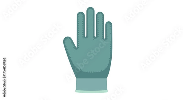 Obraz Stylized protection: single teal glove against pristine backdrop offering safety concept and industrial workwear with simple design and illustration