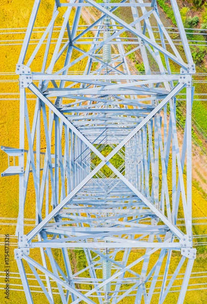 Fototapeta Large high-voltage power poles, high-voltage power lines