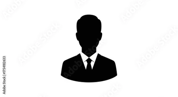 Obraz User profile icon of a businessman in a suit. Anonymous person silhouette for corporate identity. Male avatar for business accounts, manager, or employee representation.