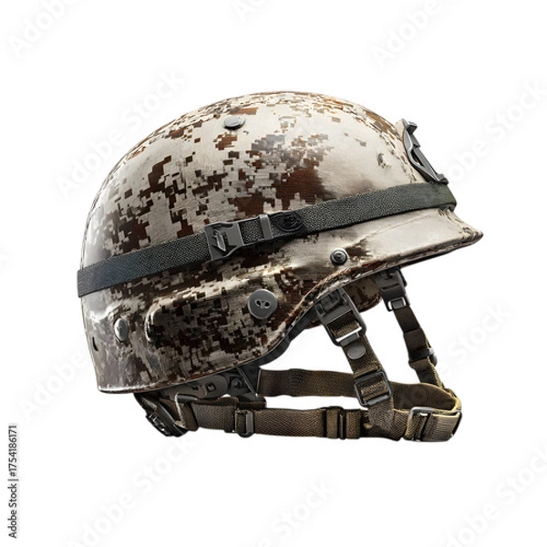 Fototapeta Tactical helmet camouflage protective headgear isolated on transparent background
