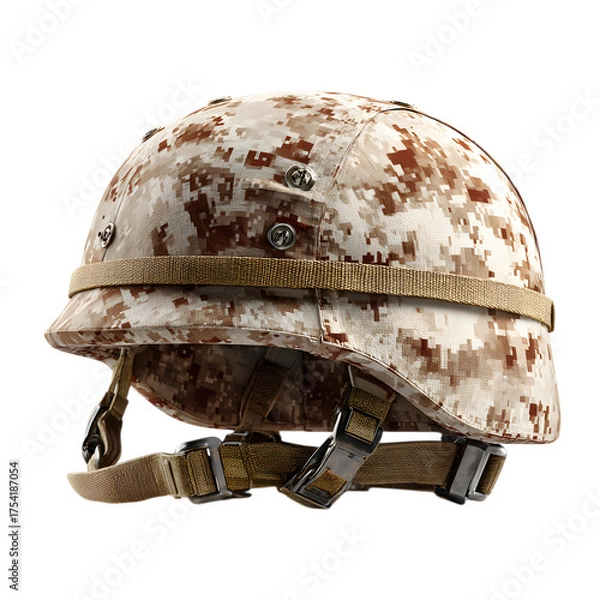 Obraz Tactical helmet camouflage protective headgear isolated on transparent background