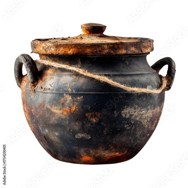 Fototapeta Rusty cooking pot isolated on transparent background