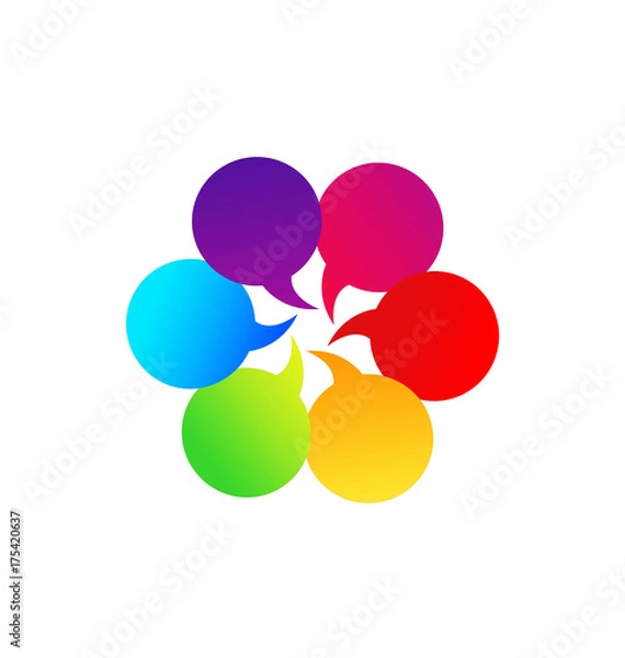 Obraz Bubble colorful speech group communication icon vector