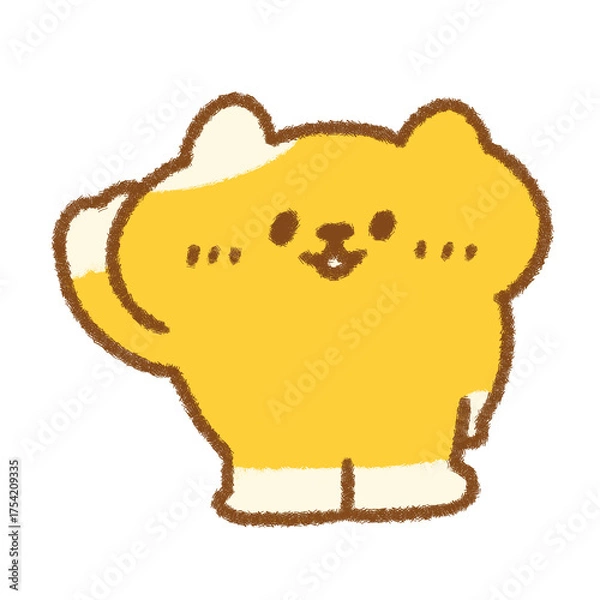 Fototapeta 右手を上げてはーいとするゆるかわいいねこのイラスト