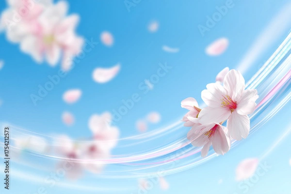 Obraz 光り輝く線で表現された桜と風