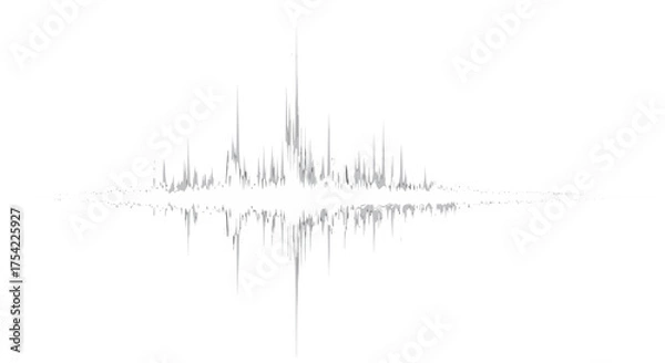 Fototapeta Sound wave vector illustration. Digital audio waveform for music or voice. Abstract pulse signal graphic with frequency and amplitude. Monochrome soundwave with reflection design.