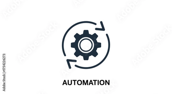 Fototapeta Automation gear icon with circular arrows, technology process system, mechanical engineering symbol, industrial automation concept vector illustration