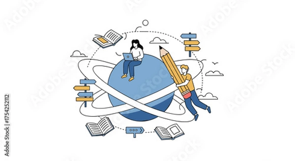 Fototapeta Creative brainstorming for new ideas and information gathering process.