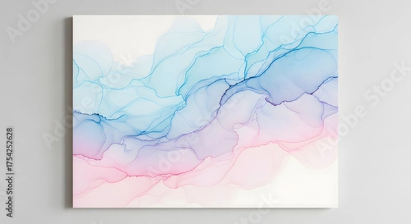 Obraz Abstract Alcohol Ink Fluid Art Background with Blue and Pink Hues.