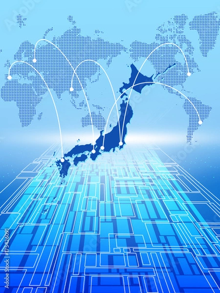 Obraz 日本ビジネス　グローバル　日本地図　