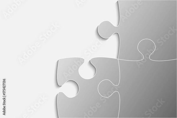 Fototapeta Vector Three Grey Piece Puzzle Jigsaw.