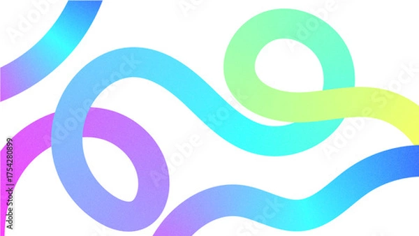 Fototapeta Vibrant colorful squiggle line shapes with grain effect isolated on transparent background. Trendy noise texture. Vector graphic design elements.