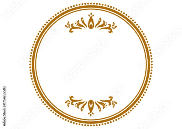 Fototapeta アジア風の飾りフレーム。豪華な装飾。手描きの荒い筆タッチ。