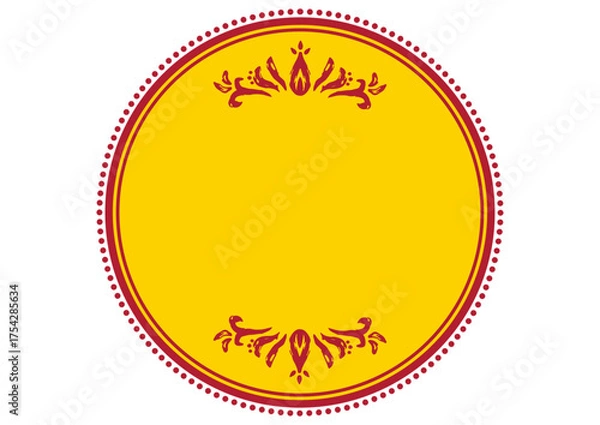 Fototapeta アジア風の飾りフレーム。豪華な装飾。手描きの荒い筆タッチ。