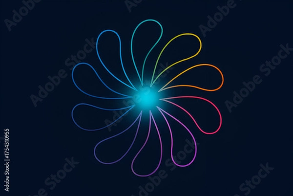 Fototapeta Abstract Glowing Colorful Flower Petal Burst