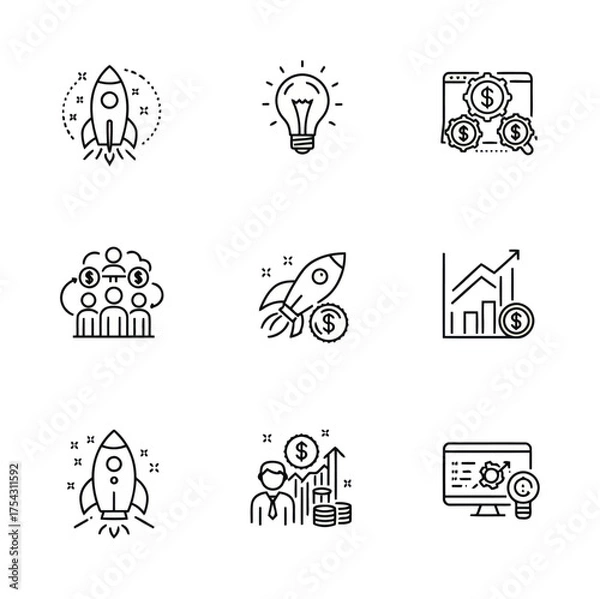 Obraz Startup Rocket Doodle Vector