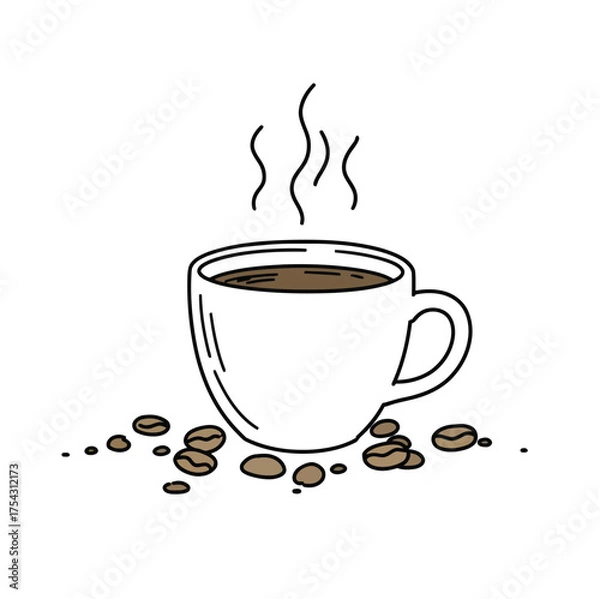 Obraz Coffee Cup Doodle Illustration