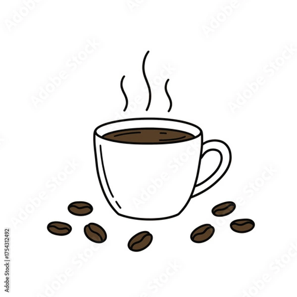 Obraz Coffee Cup Doodle Illustration
