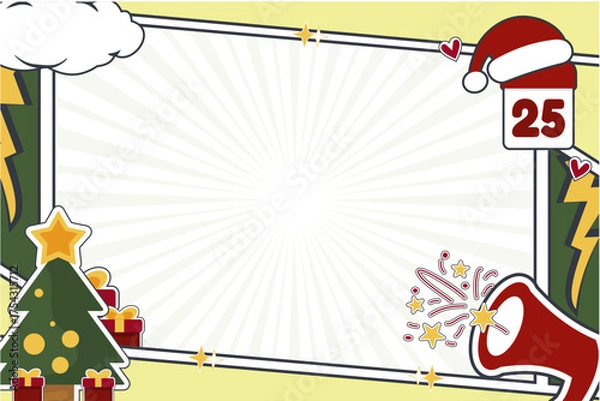 Obraz Colorful Christmas Cartoon Layout for Poster and Banner Design – Editable Comic Frame