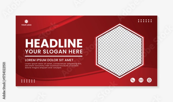 Fototapeta Simple wave design banner template red background