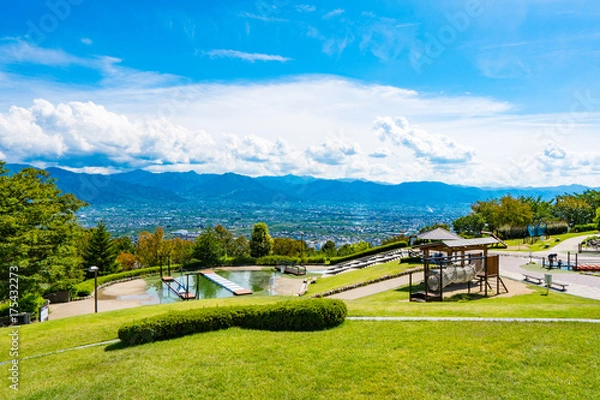 Fototapeta 笛吹川フルーツ公園からの甲府盆地