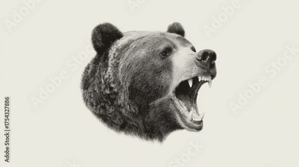 Obraz Roaring bear head illustration against neutral background