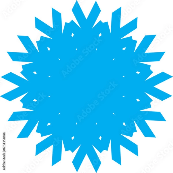 Fototapeta Single Blue Soft Rounded Snowflake Silhouette