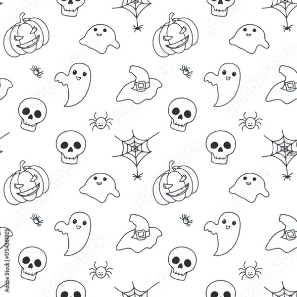 Obraz Halloween Elements Pattern Doodle