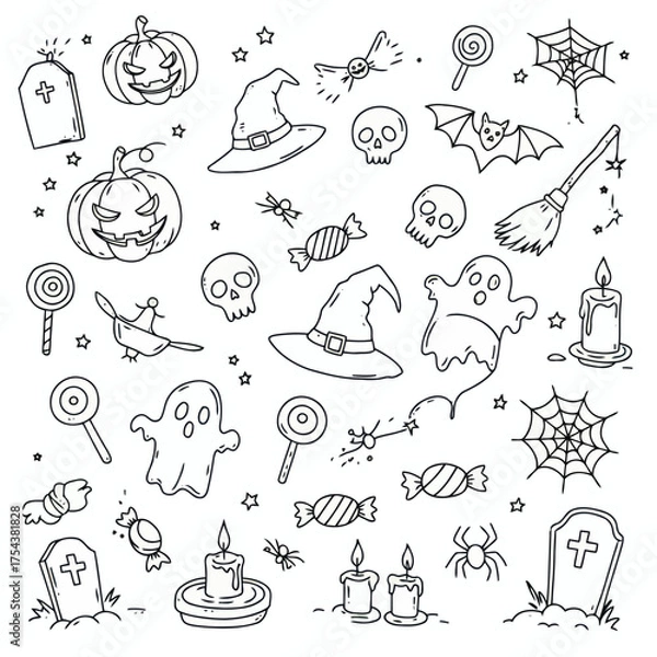 Obraz Halloween Doodle Icons Set