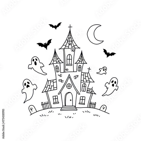 Obraz Spooky House Doodle