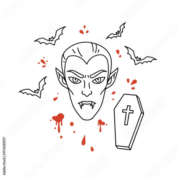 Obraz Vampire and Bat Doodle