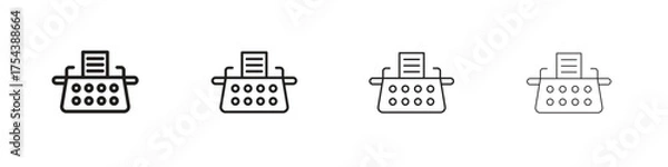 Fototapeta Typewriter icon set in line style. symbol in outline style