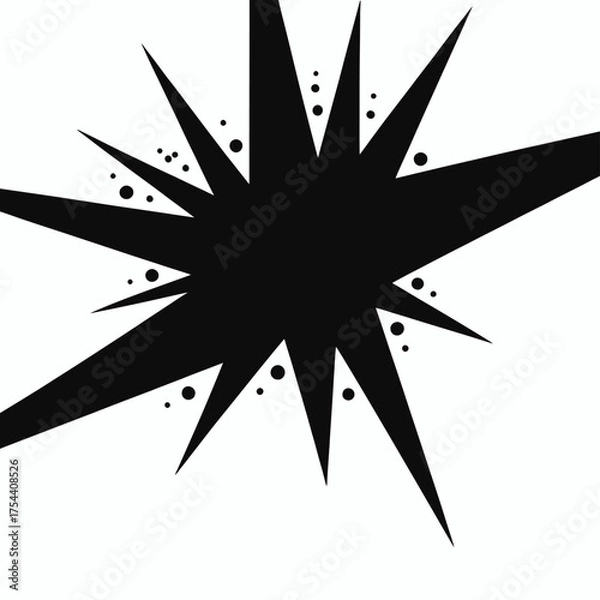 Fototapeta Dynamic abstract black starburst explosion shape vector illustration eps scalable graphic icon silhouette vector illustration white background