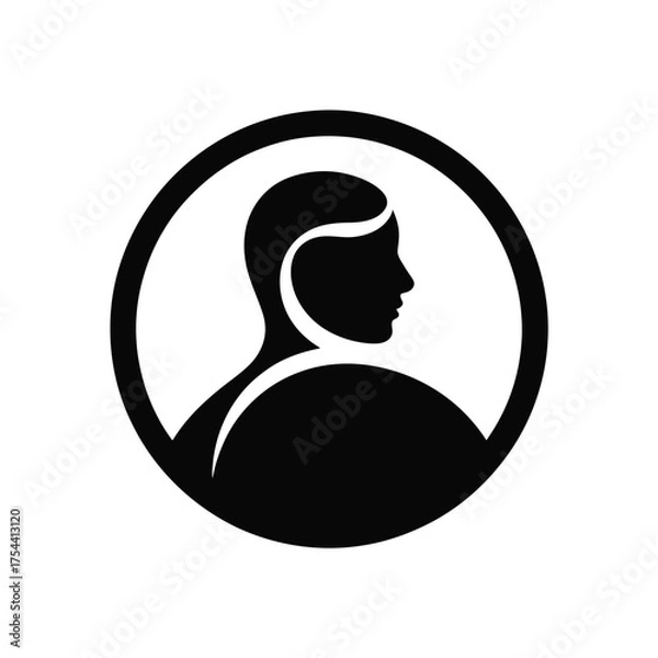 Fototapeta Striking black and white circular human profile icon vector illustration scalable eps graphic silhouette vector illustration white background