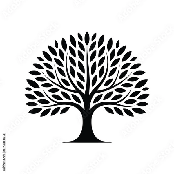 Fototapeta Striking black and white tree illustration vector scalable graphic for design projects eps format silhouette vector illustration white background