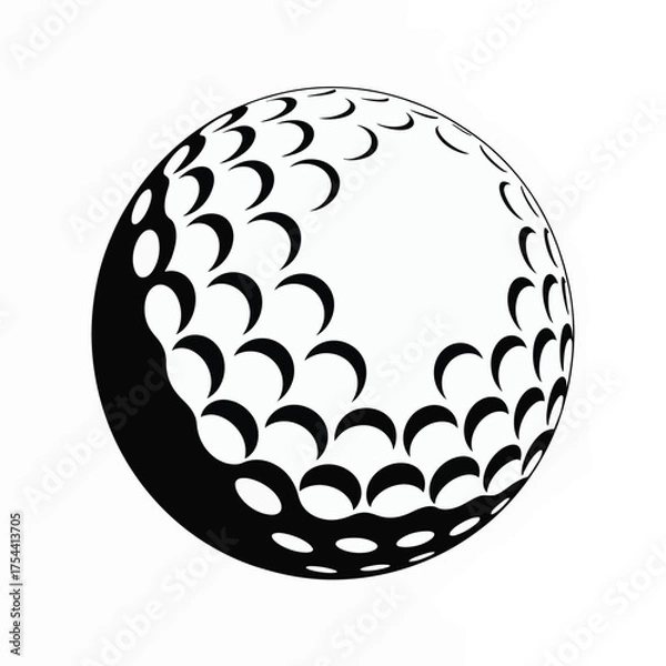 Fototapeta Striking black and white golf ball stencil art vector illustration scalable eps icon for sports graphics silhouette vector illustration white background