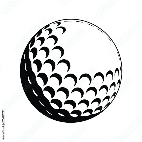 Fototapeta Striking black and white golf ball stencil art vector illustration scalable eps icon for sports design projects silhouette vector illustration white background