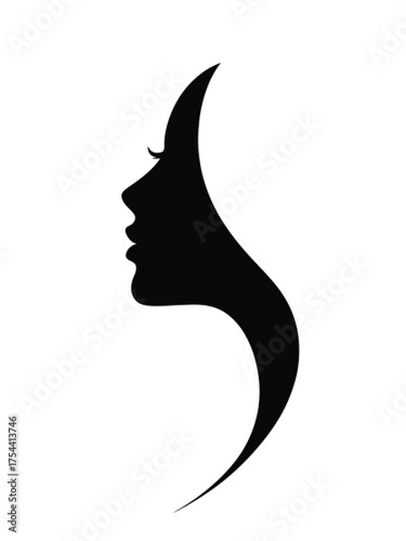 Fototapeta Elegant woman profile silhouette vector graphic timeless beauty abstract design scalable eps silhouette vector illustration white background