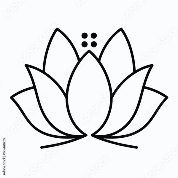 Fototapeta Asymmetrical lotus flower vector illustration scalable eps icon for decorative and spiritual design projects silhouette vector illustration white background