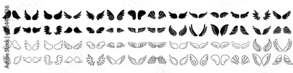 Fototapeta Angel wings icon vector set. fly illustration sign collection. pilot symbol. wings logo design for web.