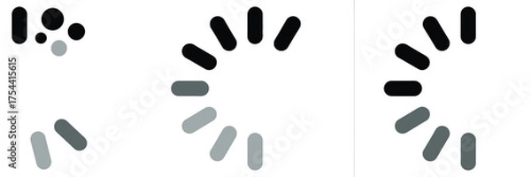 Fototapeta Abstract loading spinner animation vector graphic three horizontal sections scalable eps icon silhouette vector illustration white background