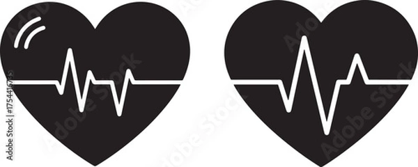 Fototapeta Heart Beat Line Vector Silhouette Icon ECG Pulse Symbol Illustration