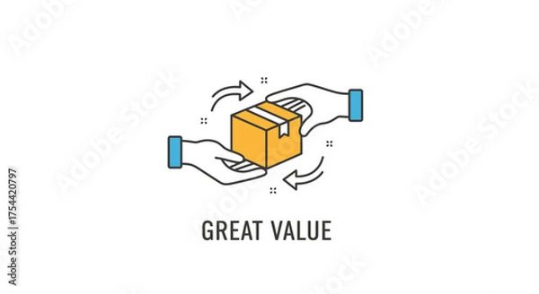 Obraz Hands Exchanging a Box Great Value Concept Illustration.