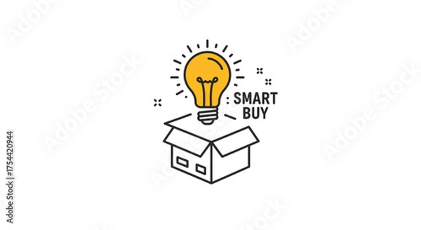 Obraz Smart Buy Light Bulb Idea Emerging From Open Box.